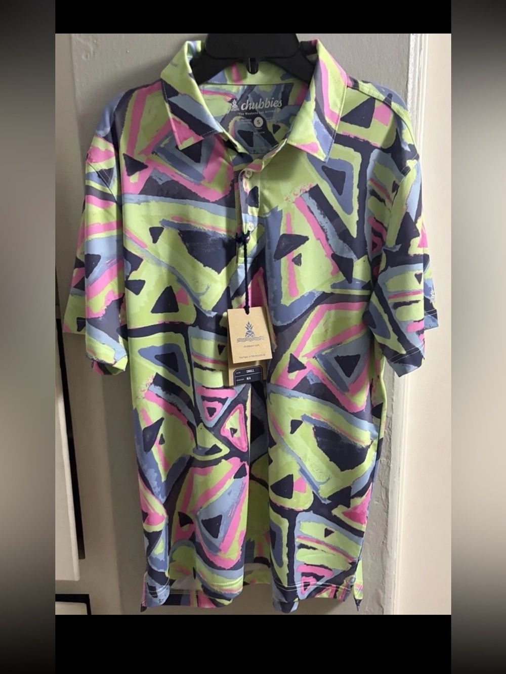 Chubbies The Retro Exploding Nacho  Performance Polo Shirt Mens Small